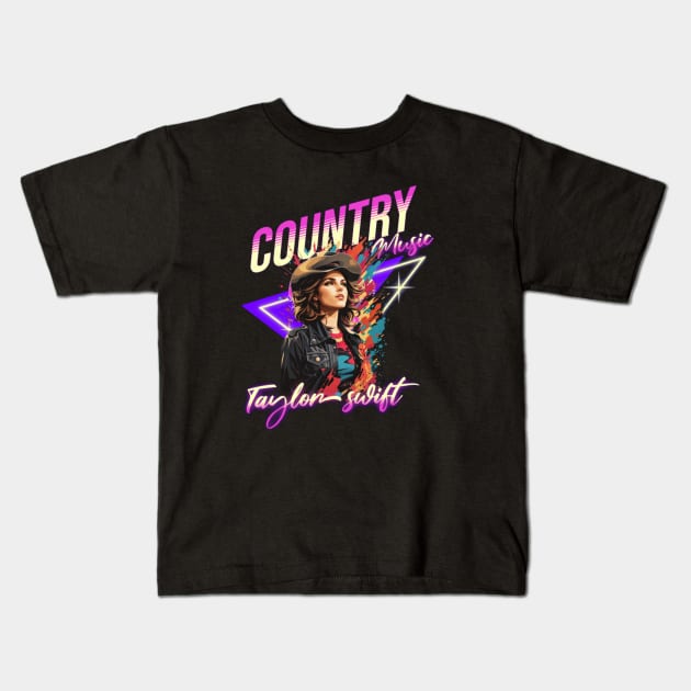 taylor//retro vector neon Kids T-Shirt by girls store